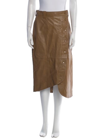 Ganni Lamb Leather Midi Length Skirt