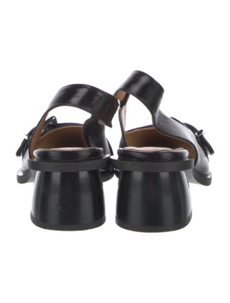 Ganni Patent Leather Eyelet Trim Slingback Pumps