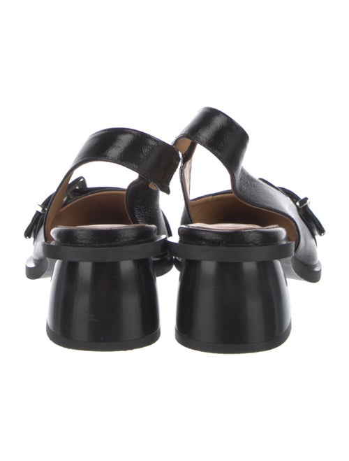 Ganni Patent Leather Eyelet Trim Slingback Pumps