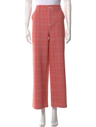 Ganni Plaid Print Wide Leg Pants