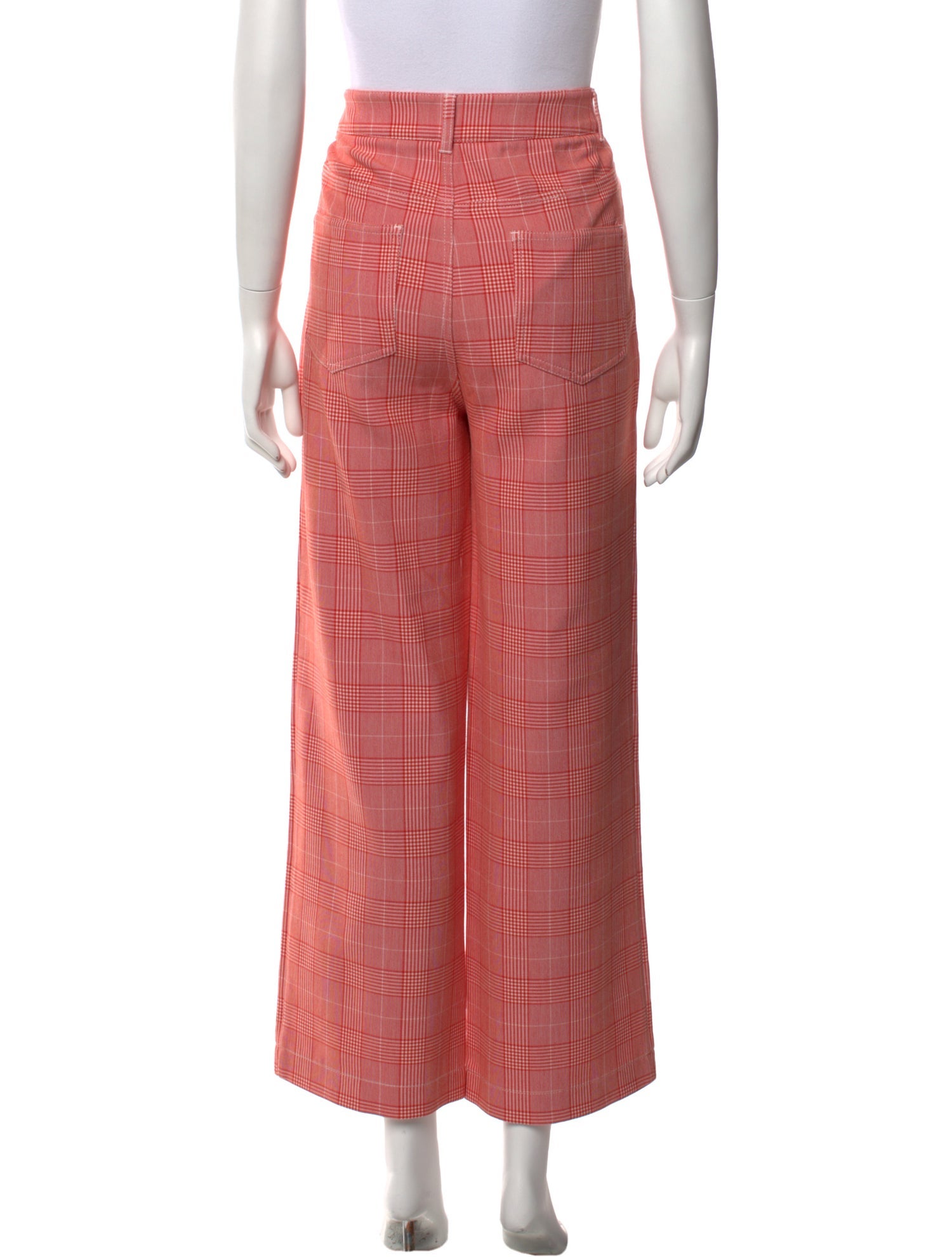 Ganni Plaid Print Wide Leg Pants