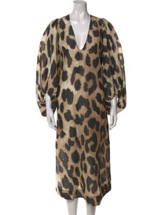 Ganni Animal Print Long Dress