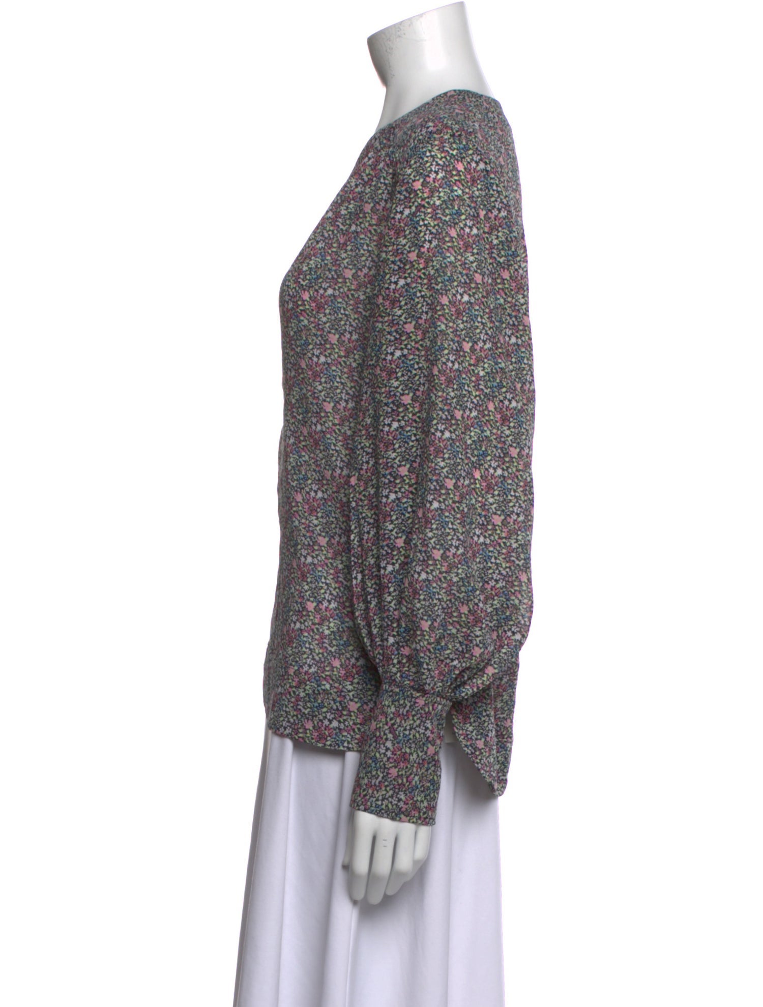 Ganni Floral Print V-Neck Blouse