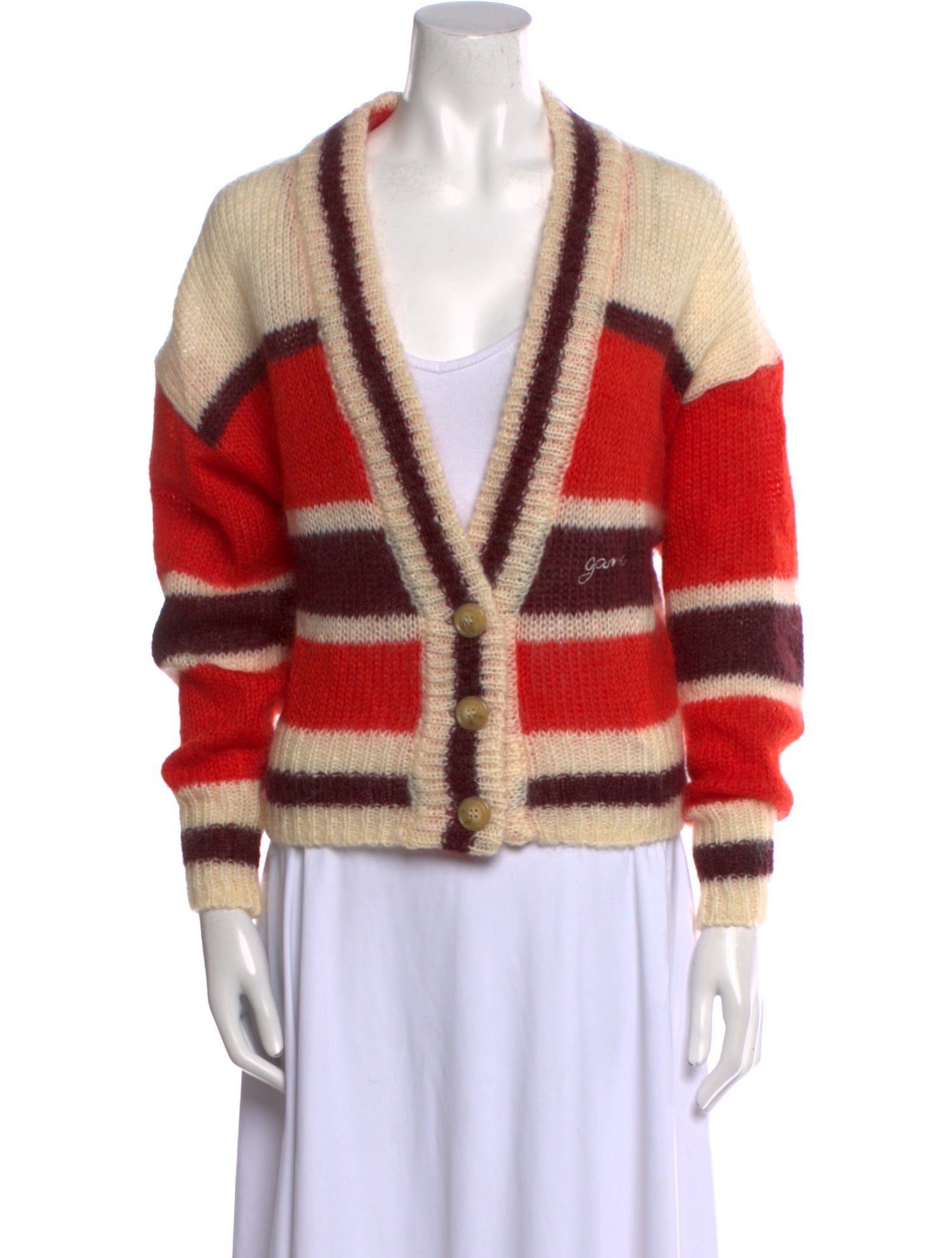 Ganni Striped V-Neck Sweater