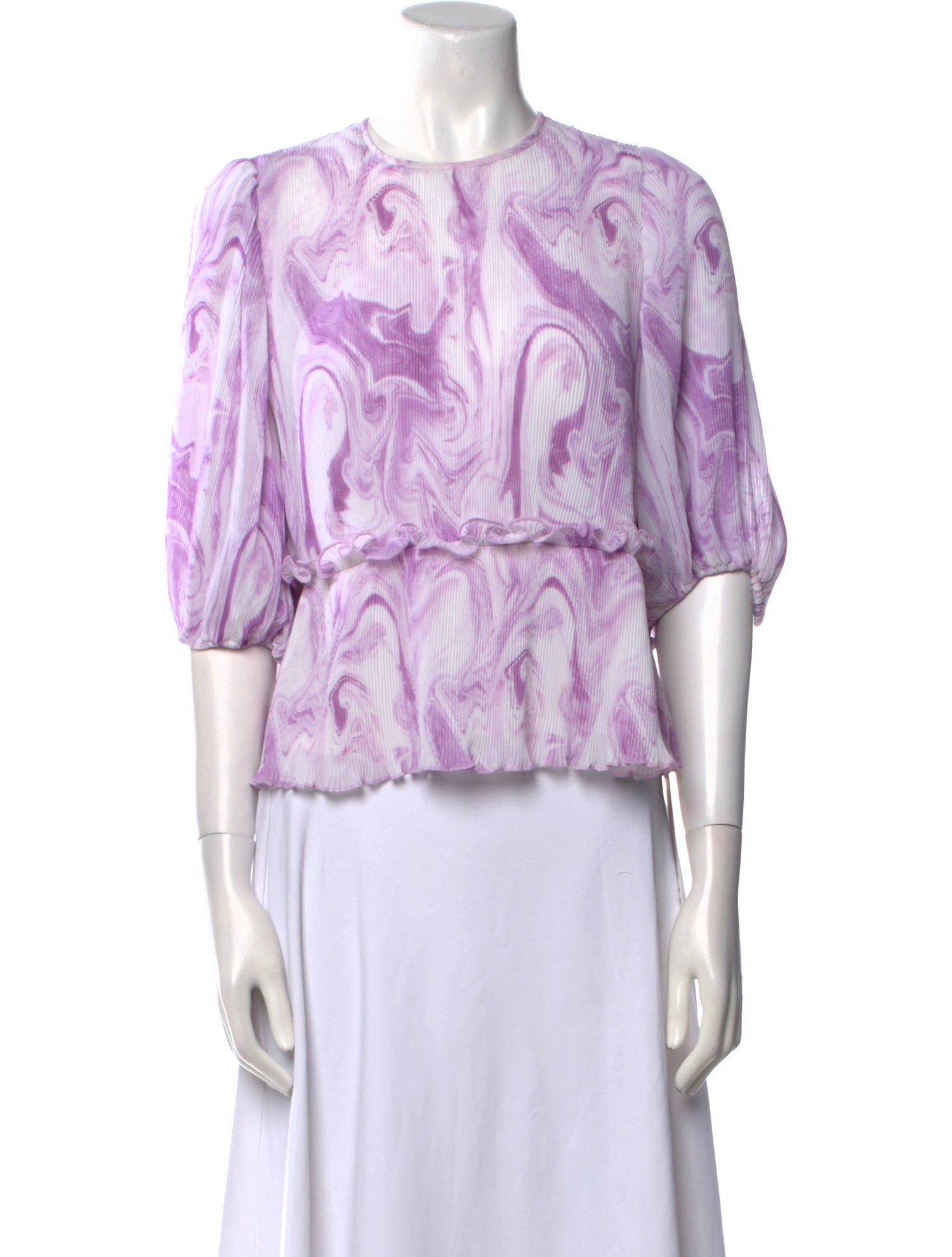 Ganni Printed Crew Neck Crop Top