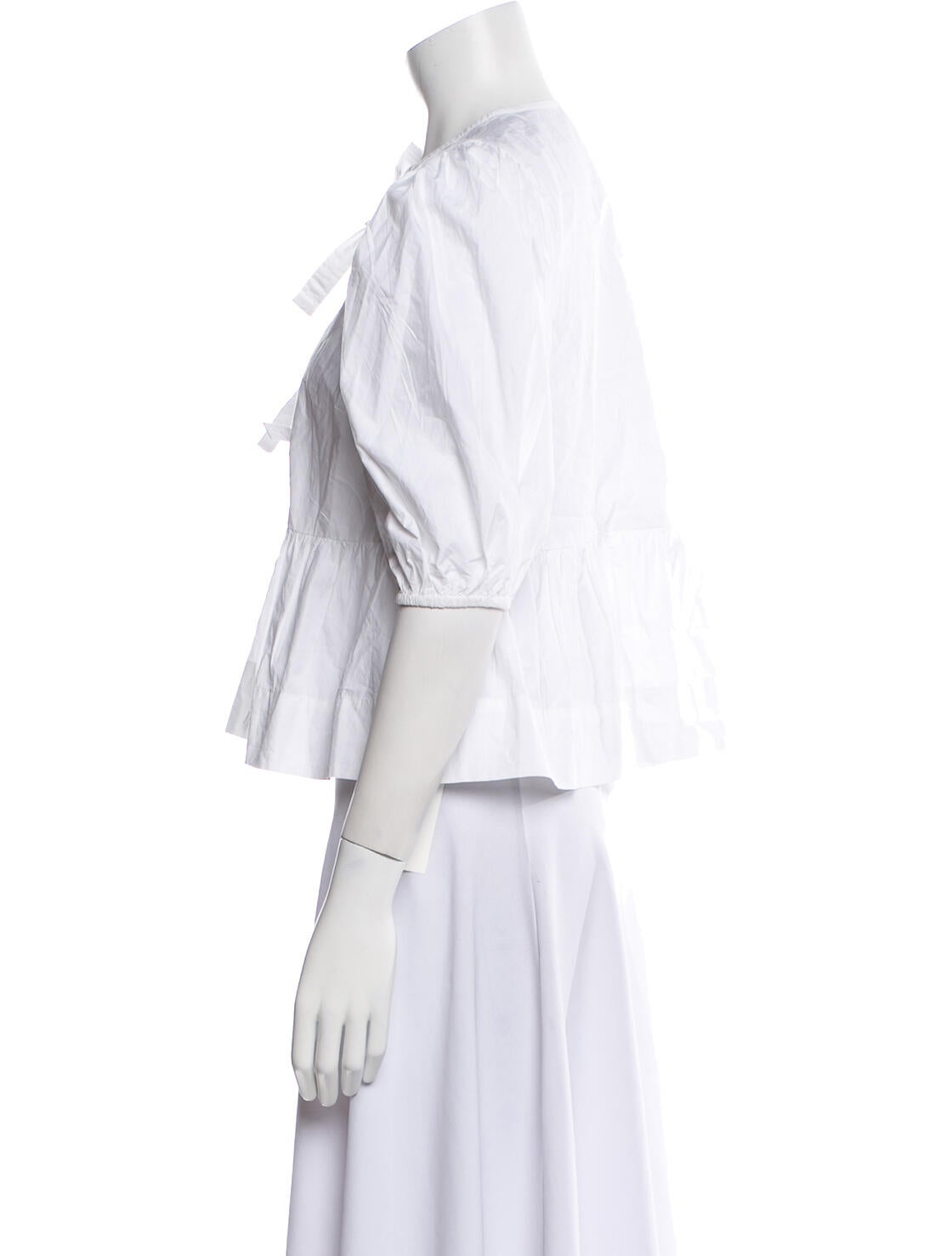 Ganni V-Neck Three-Quarter Sleeve Crop Top