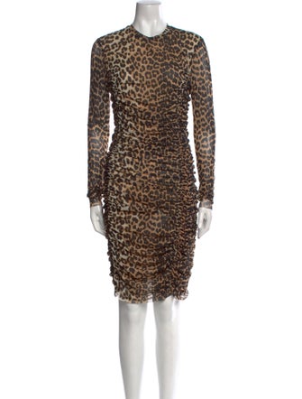 Ganni Animal Print Knee-Length Dress