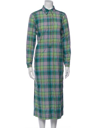 Ganni Plaid Print Long Dress