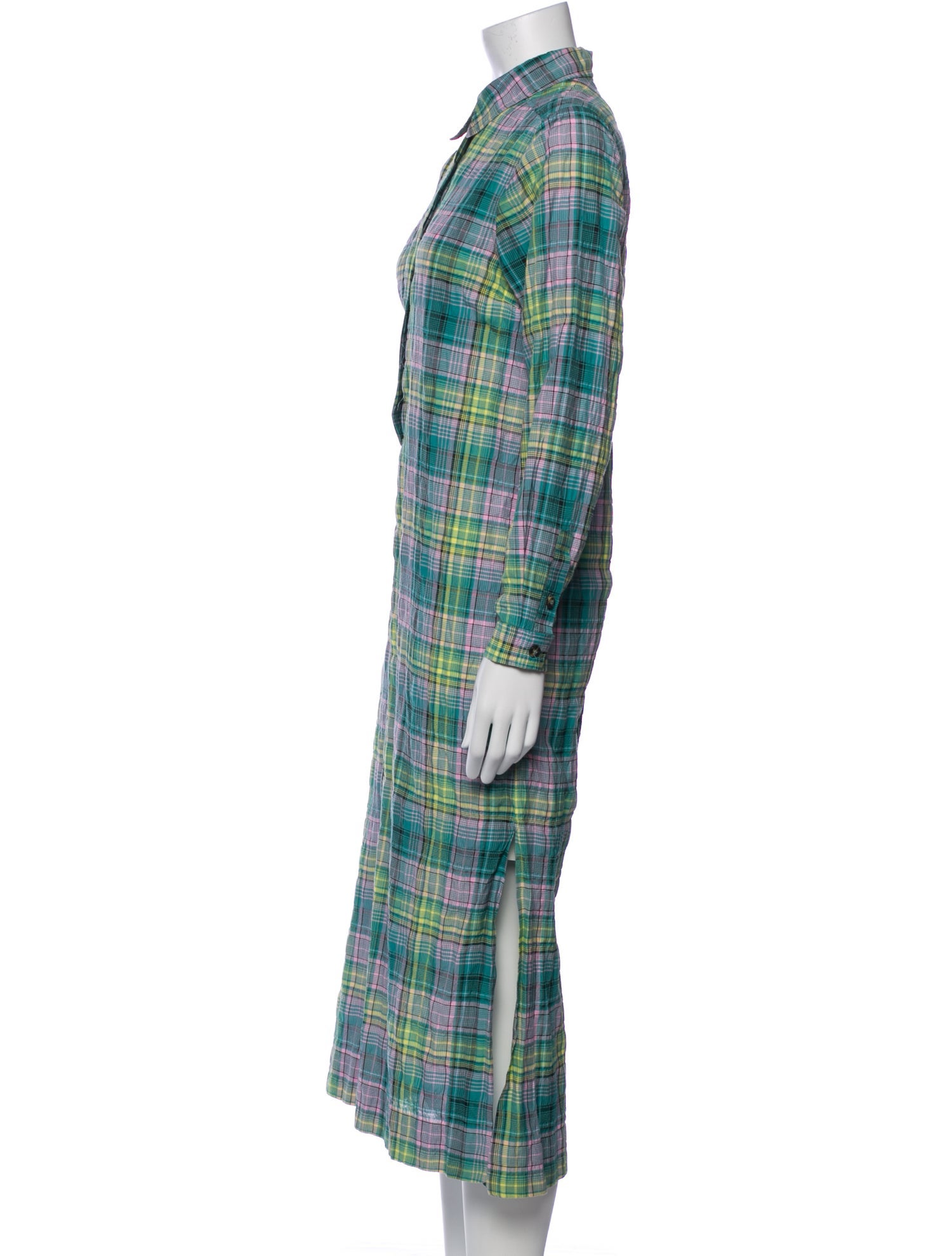 Ganni Plaid Print Long Dress