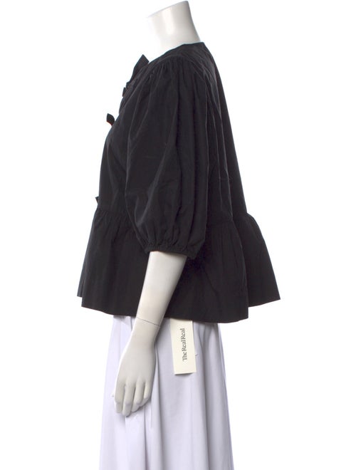 Ganni V-Neck Three-Quarter Sleeve Blouse