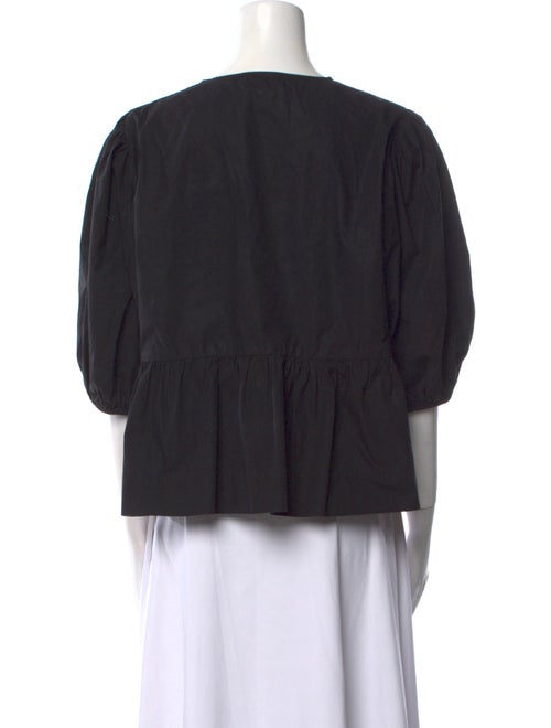 Ganni V-Neck Three-Quarter Sleeve Blouse