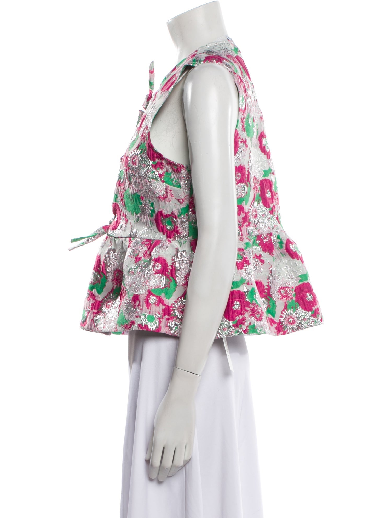 Ganni Floral Print Crew Neck Crop Top w/ Tags