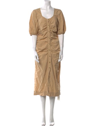 Ganni Scoop Neck Midi Length Dress