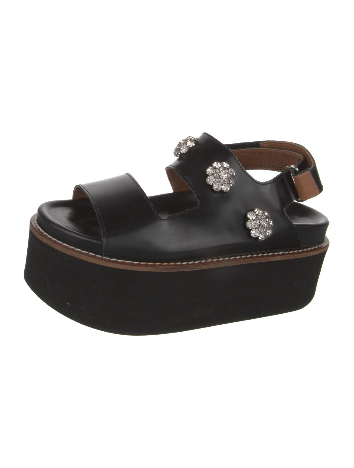 Ganni Leather Crystal Embellishments Espadrilles