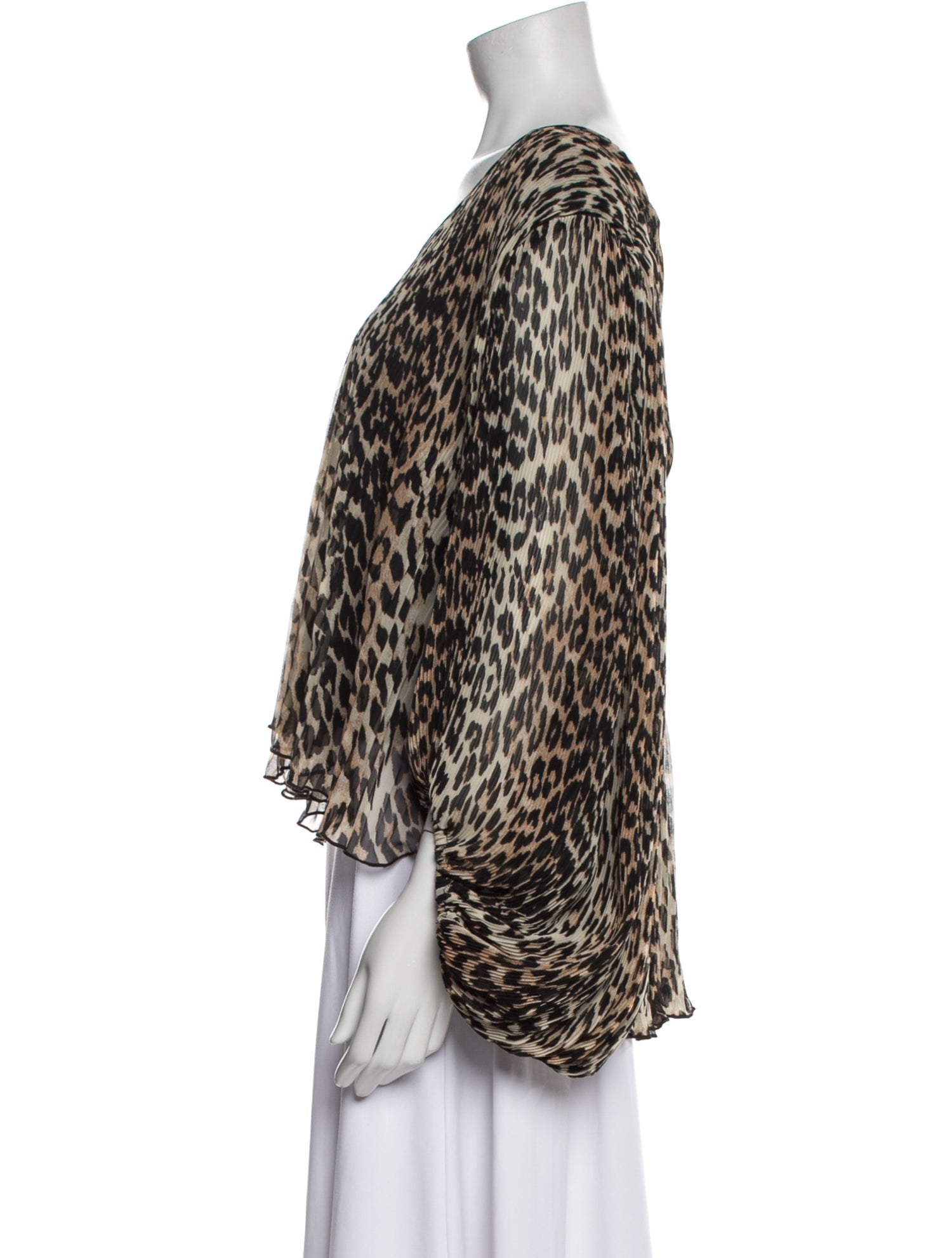 Ganni Animal Print V-Neck Blouse