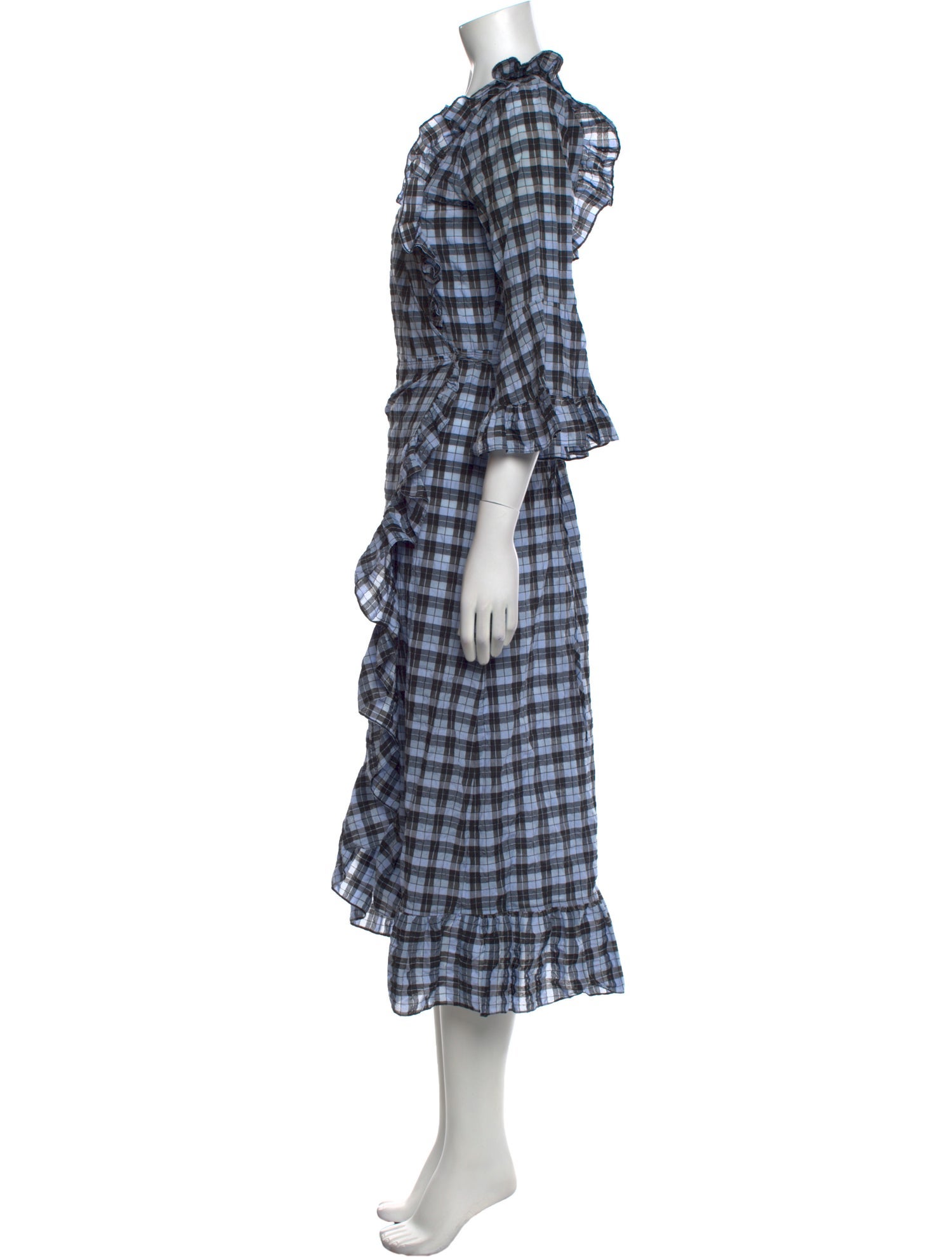 Ganni Plaid Print Knee-Length Dress w/ Tags