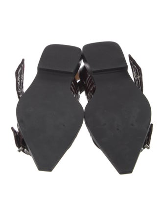 Ganni Patent Leather Leather Trim Embellishment Slingback Flats