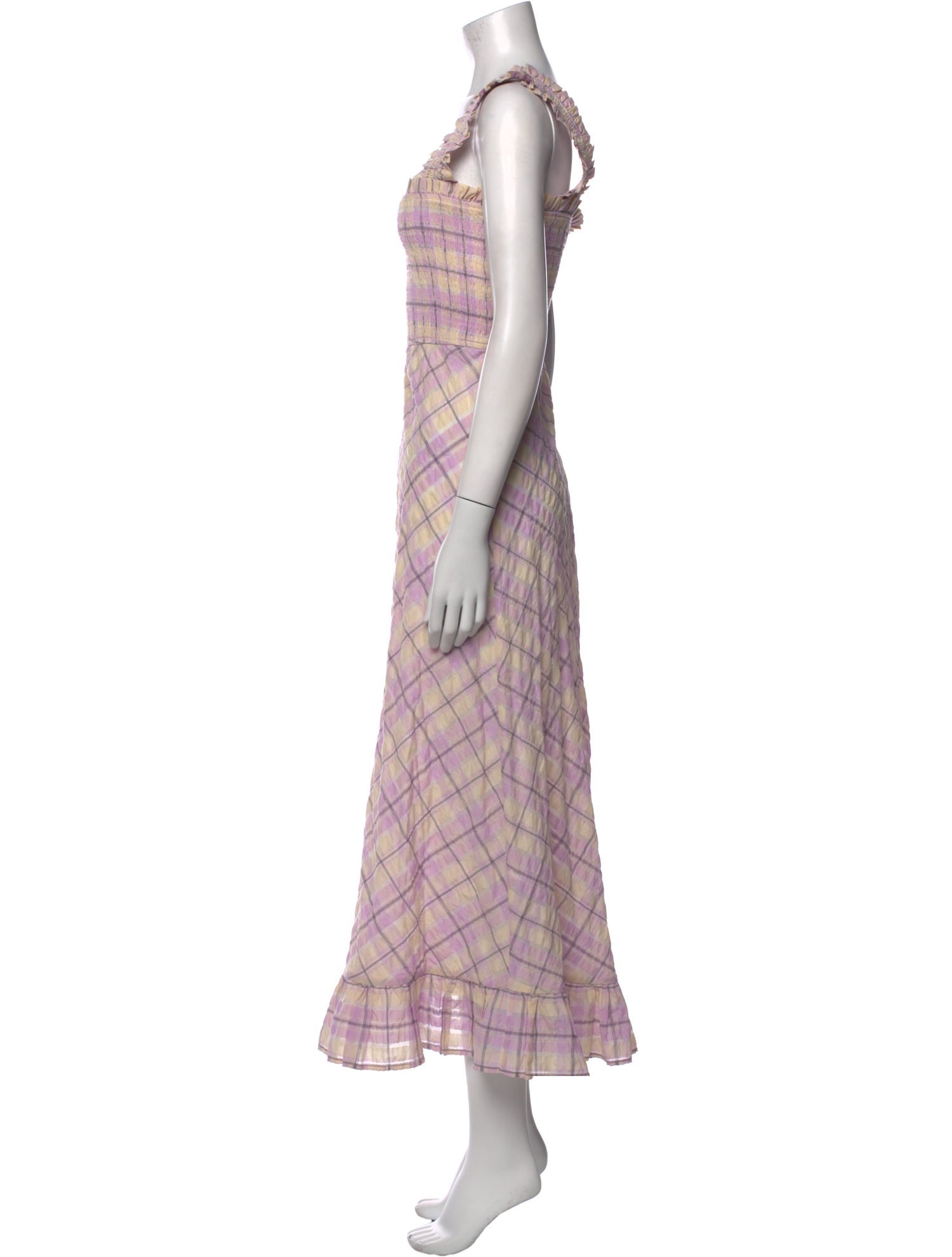 Ganni Plaid Print Long Dress