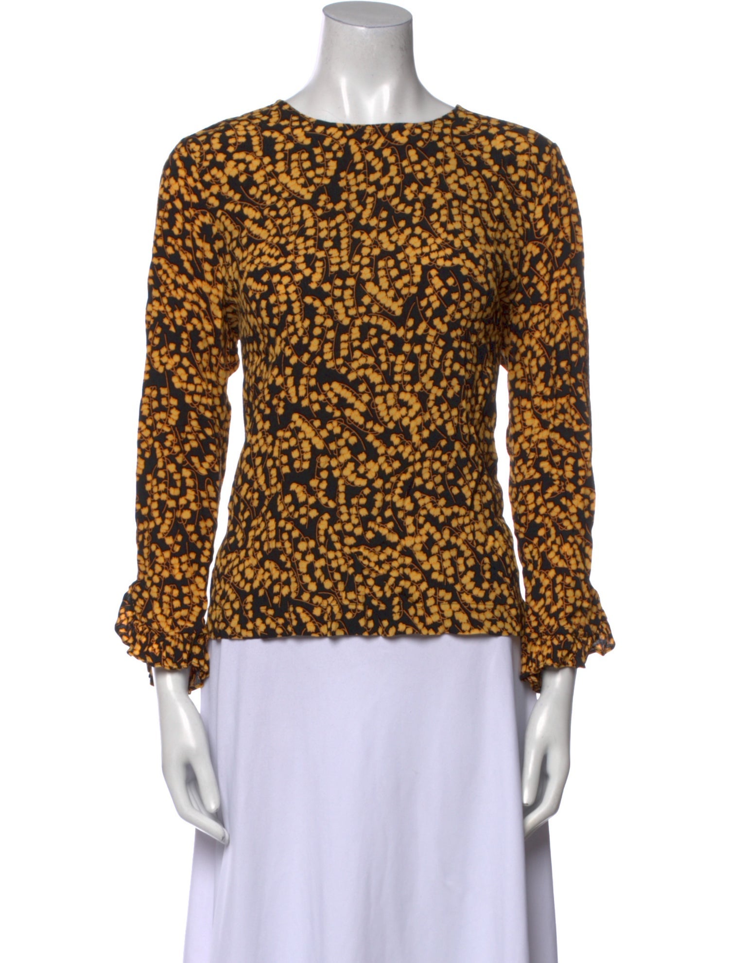 Ganni Animal Print Bateau Neckline Blouse