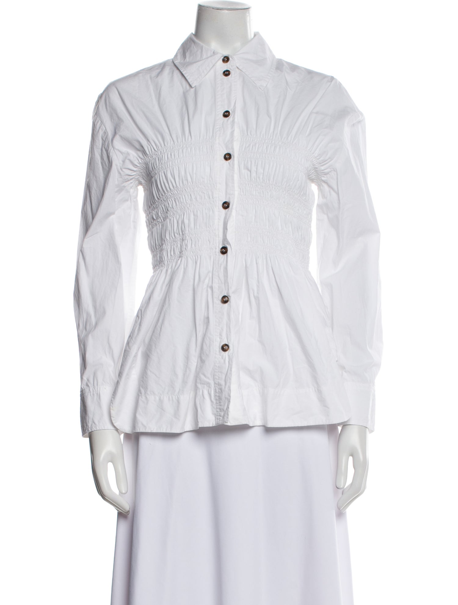 Ganni Striped Long Sleeve Button-Up Top