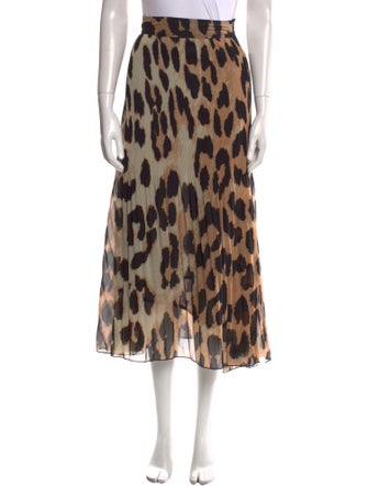 Ganni Animal Print Midi Length Skirt