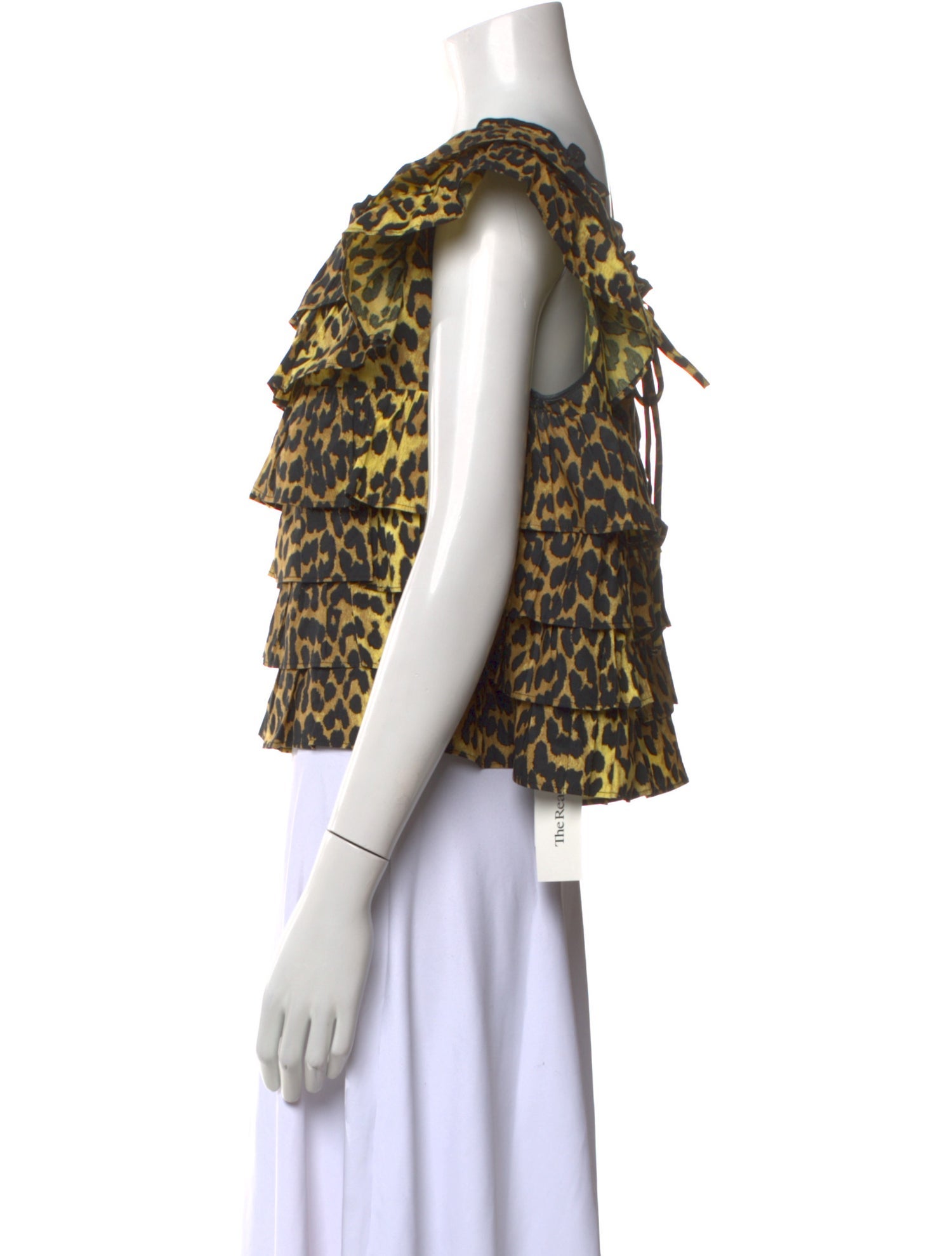 Ganni Animal Print Square Neckline Crop Top