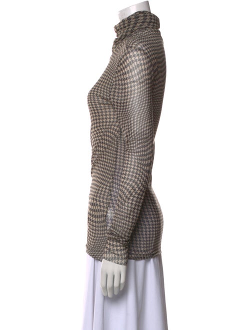 Ganni Houndstooth Print Turtleneck Top