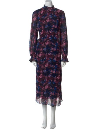Ganni Floral Print Midi Length Dress