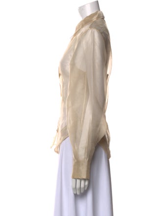 Ganni Long Sleeve Button-Up Top