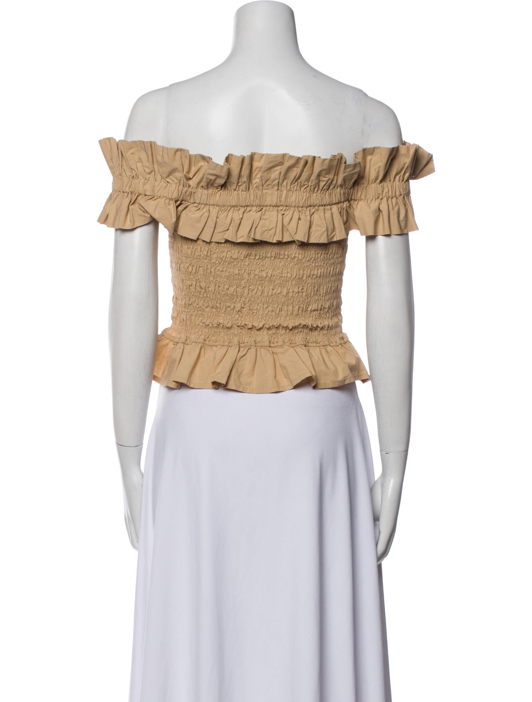 Ganni Off-The-Shoulder Short Sleeve Crop Top