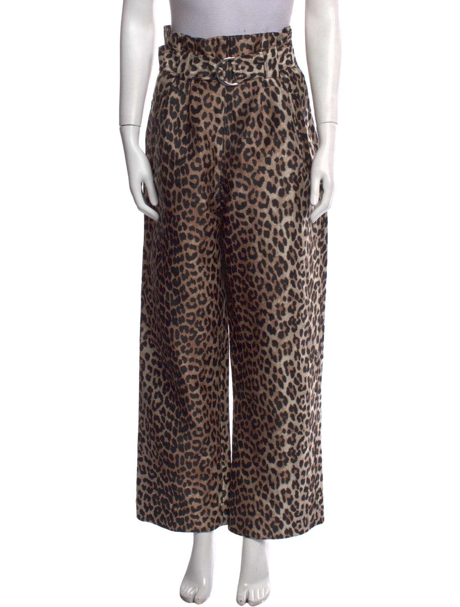 Ganni Animal Print Wide Leg Pants