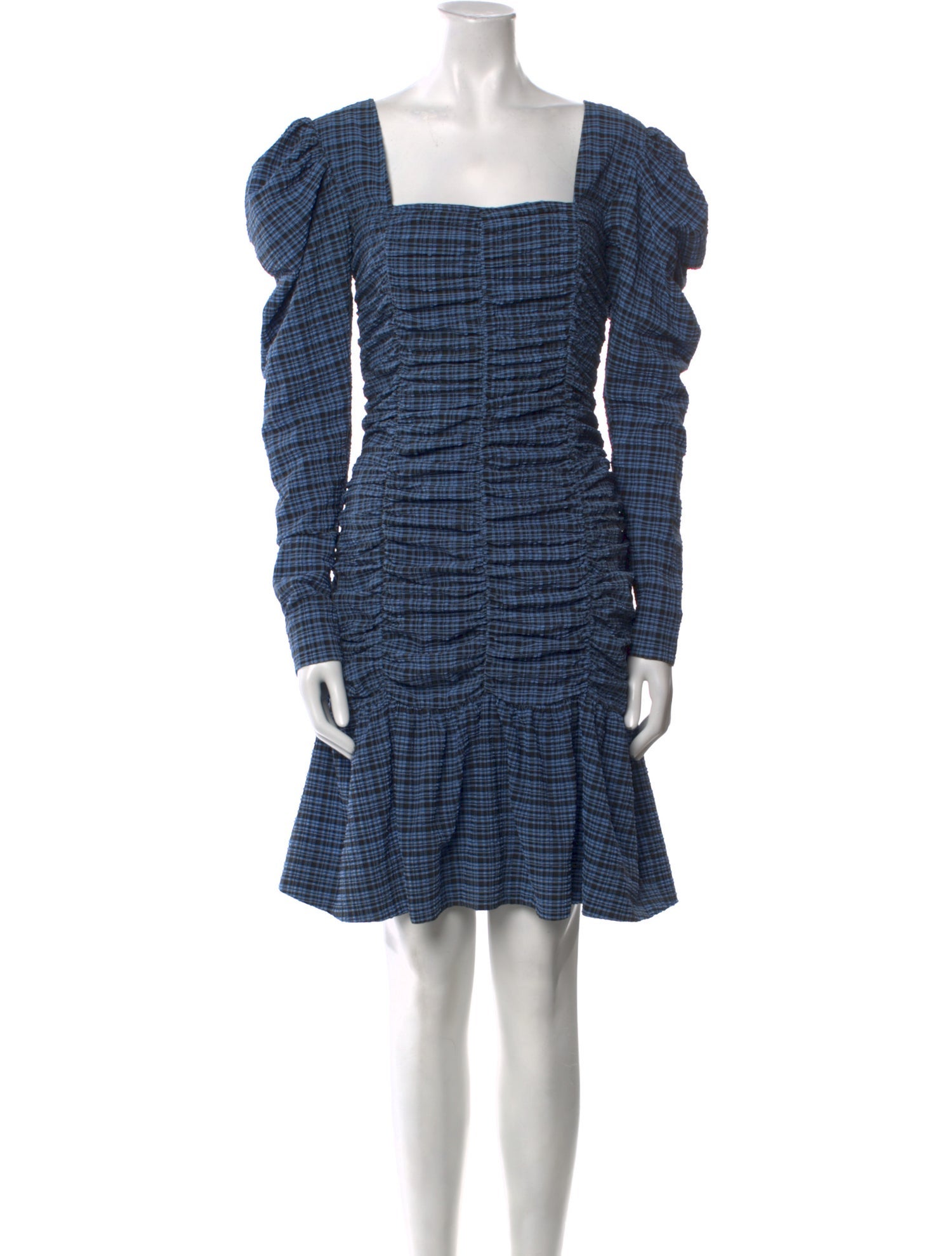 Ganni Plaid Print Mini Dress