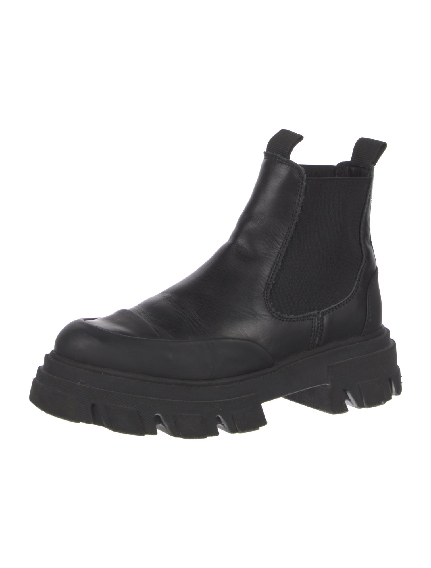 Ganni Leather Whipstitch Trim Chelsea Boots