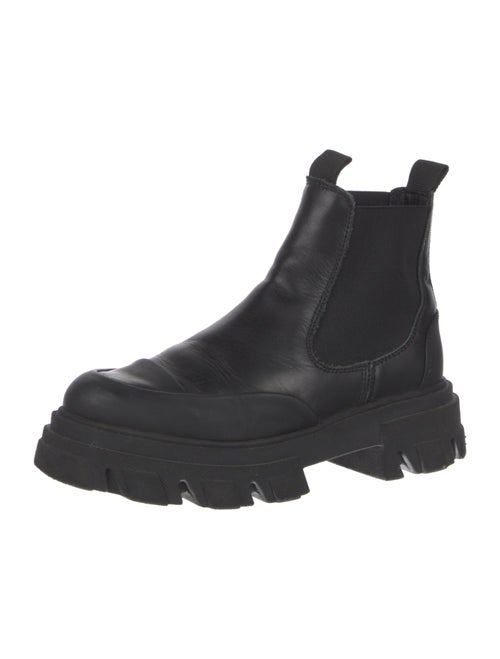 Ganni Leather Whipstitch Trim Chelsea Boots