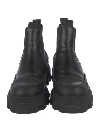 Ganni Leather Whipstitch Trim Chelsea Boots