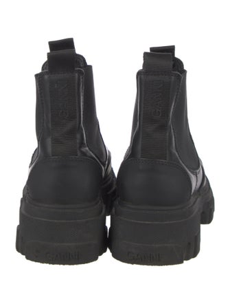 Ganni Leather Whipstitch Trim Chelsea Boots