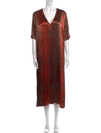 Ganni Animal Print Midi Length Dress