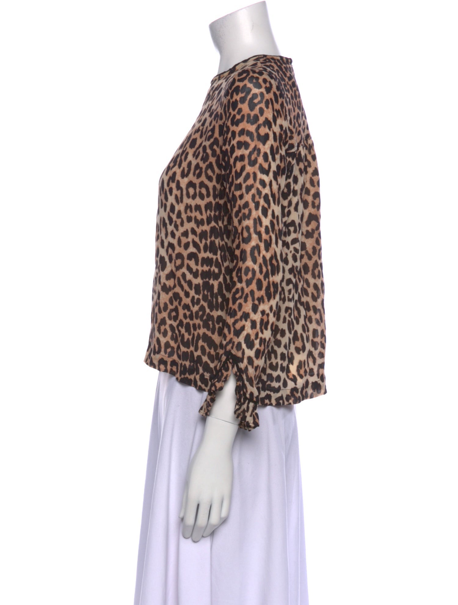 Ganni Animal Print Crew Neck Blouse