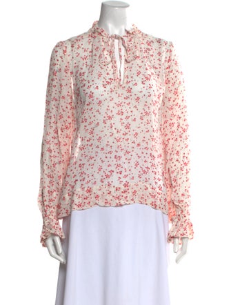 Ganni Floral Print Mock Neck Blouse