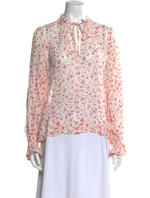 Ganni Floral Print Mock Neck Blouse