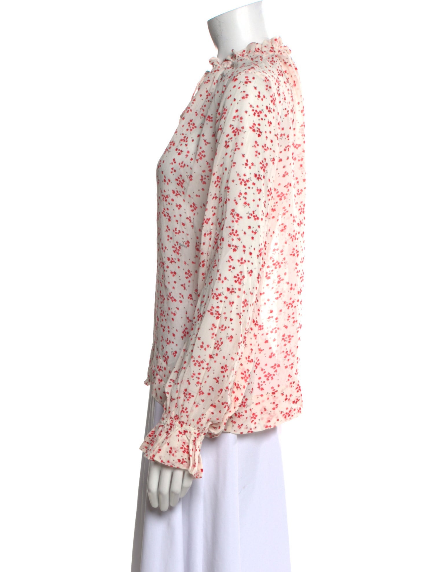 Ganni Floral Print Mock Neck Blouse