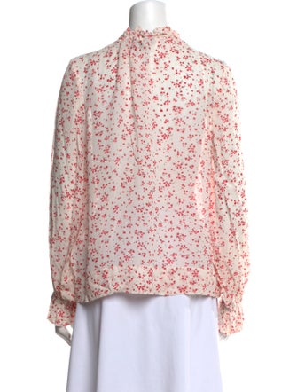 Ganni Floral Print Mock Neck Blouse