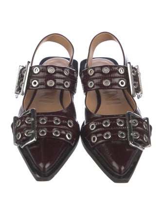 Ganni Patent Leather Studded Accents Slingback Flats