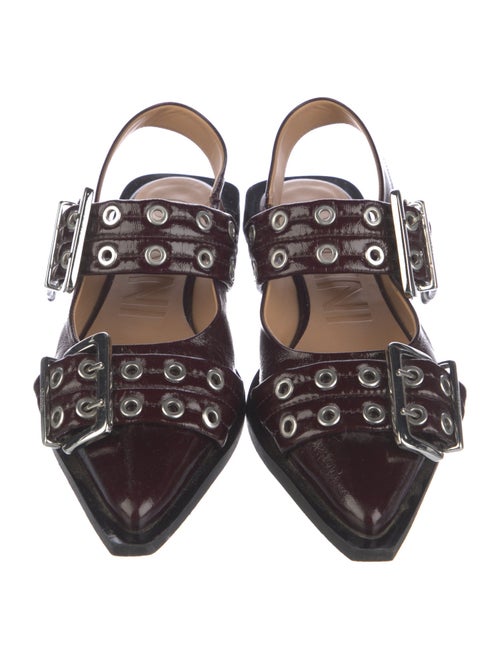 Ganni Patent Leather Studded Accents Slingback Flats