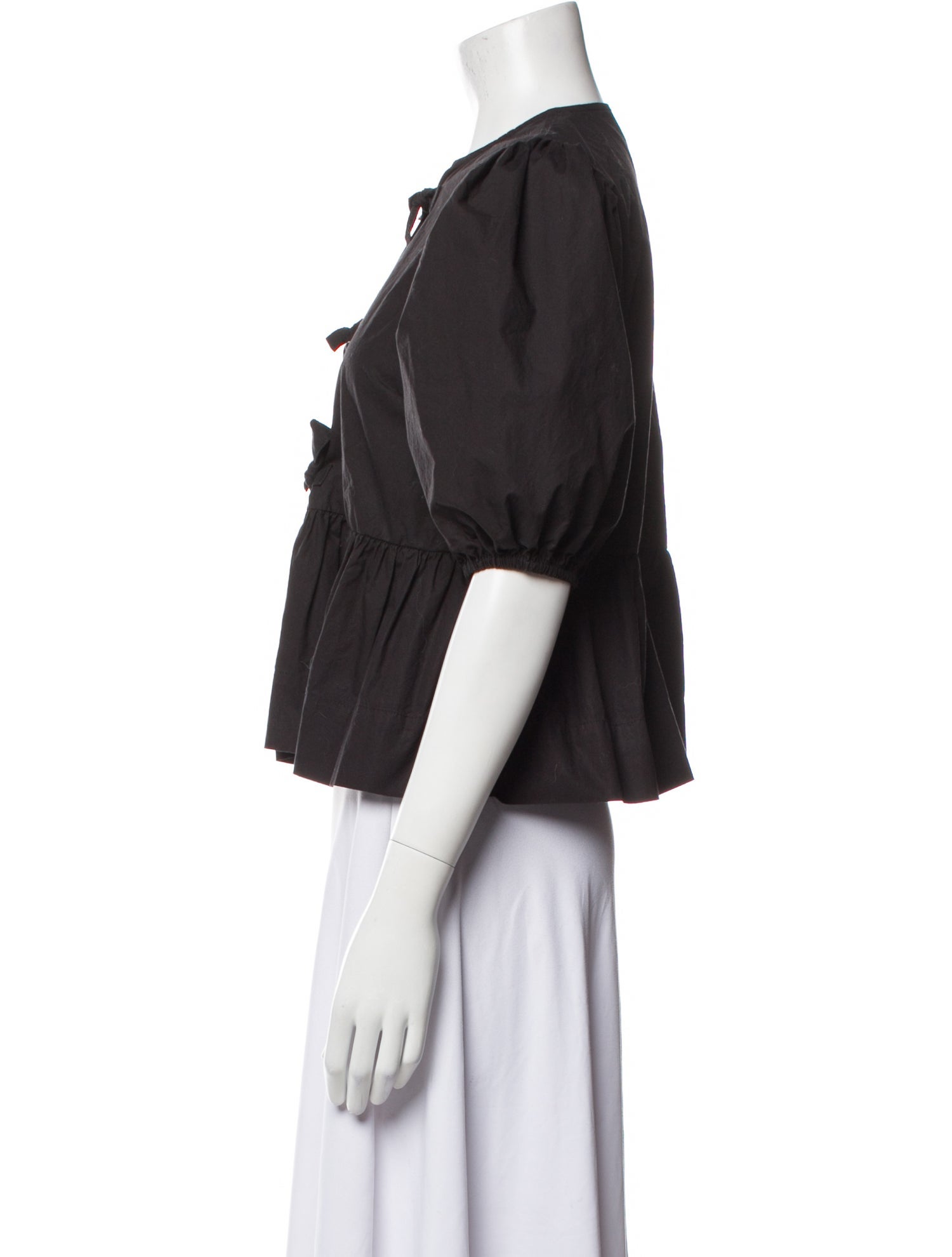 Ganni V-Neck Three-Quarter Sleeve Crop Top