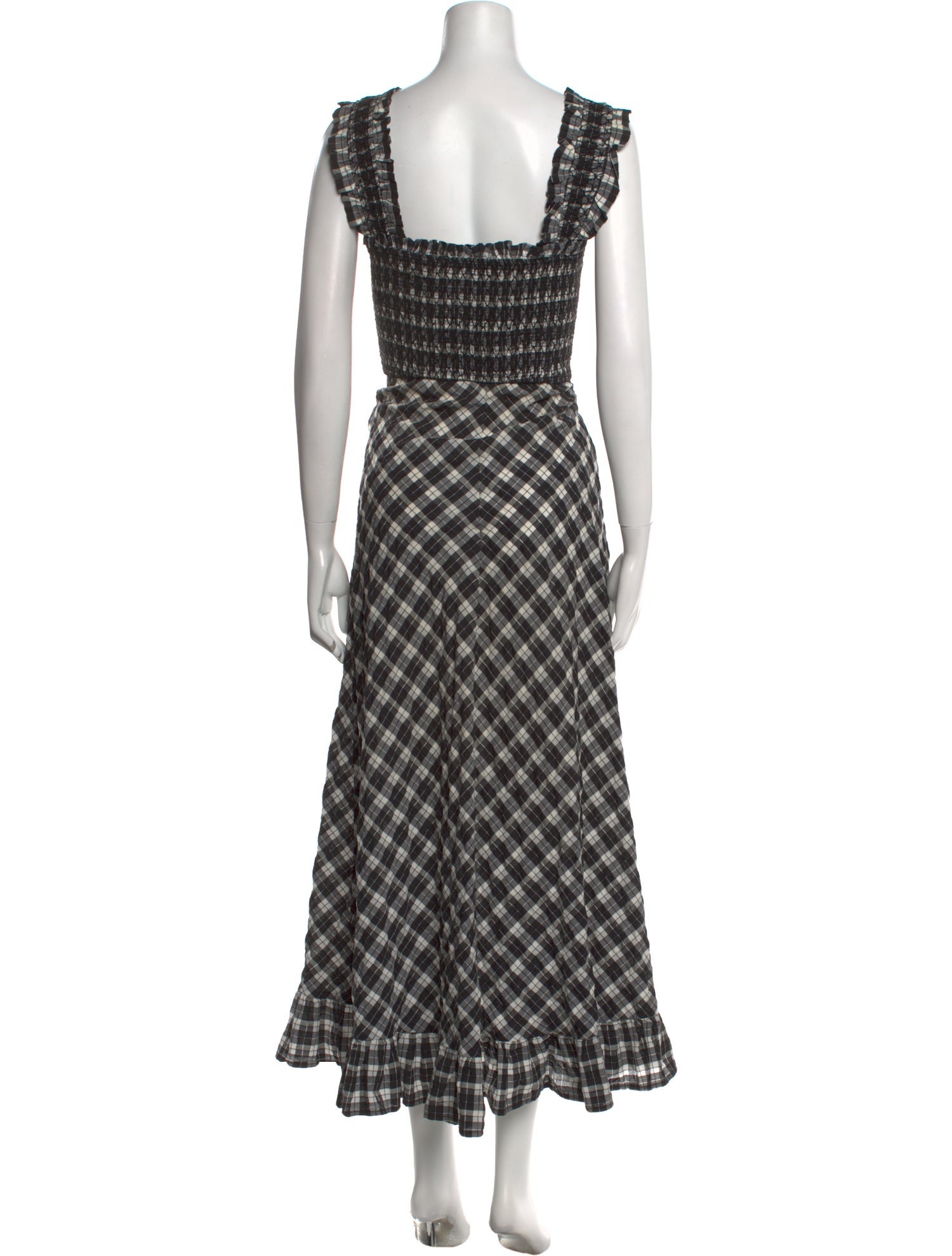 Ganni Plaid Print Long Dress