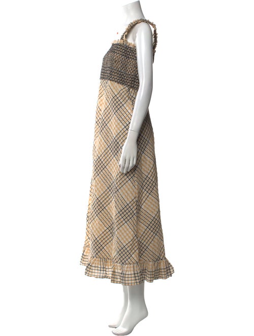 Ganni Plaid Print Long Dress