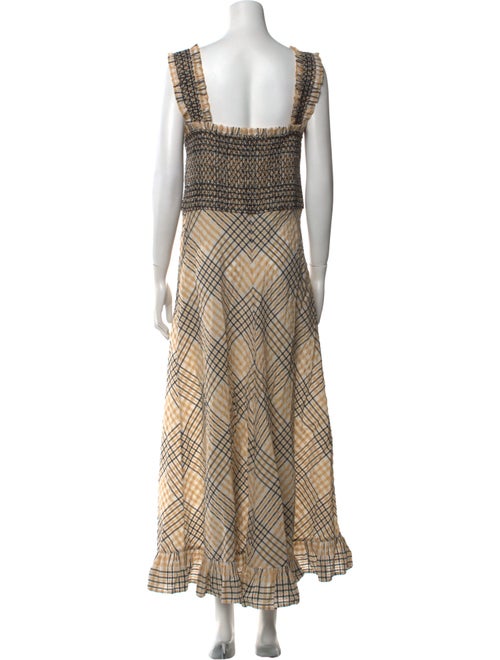 Ganni Plaid Print Long Dress