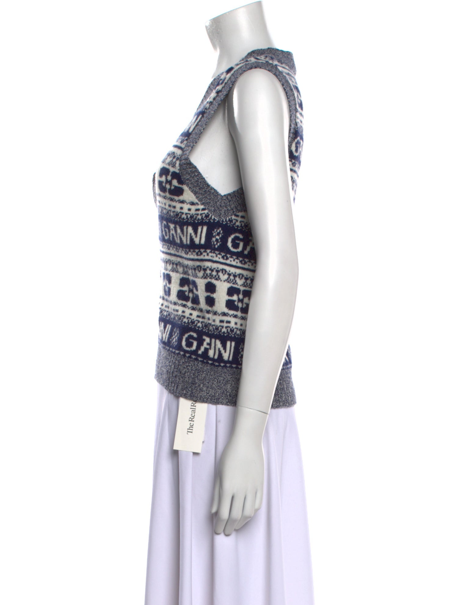 Ganni Printed V-Neck Sweater