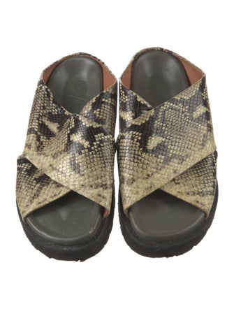 Ganni Snakeskin Animal Print Slides
